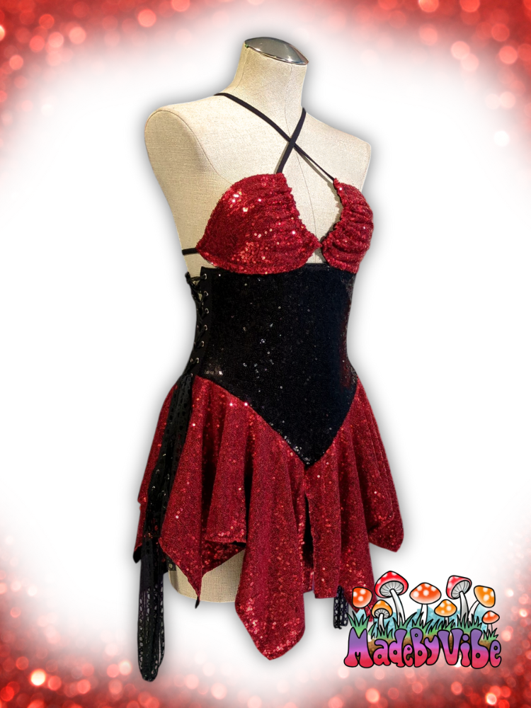 Red & Black Sequin Fairy Dress - Made to Order