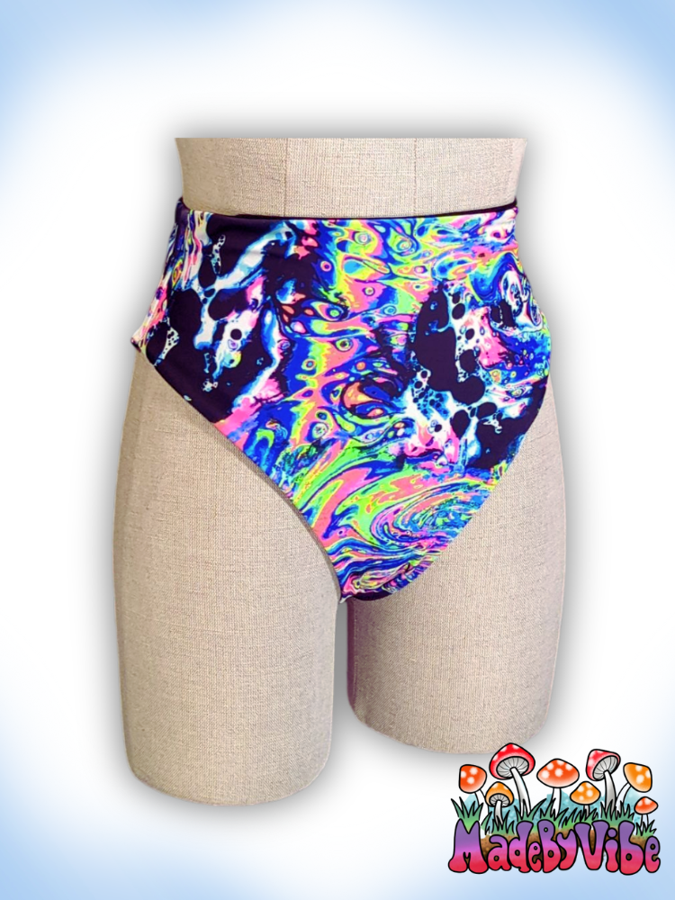 Oil Slick High Waisted Bottoms - UV Reactive - Ready to Ship
