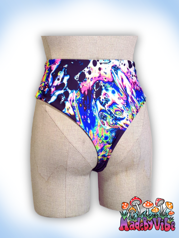 Oil Slick High Waisted Bottoms - UV Reactive - Ready to Ship