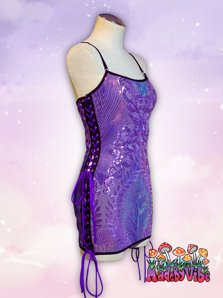 Purple Iridescent Sequin Mini Dress - Ready to Ship