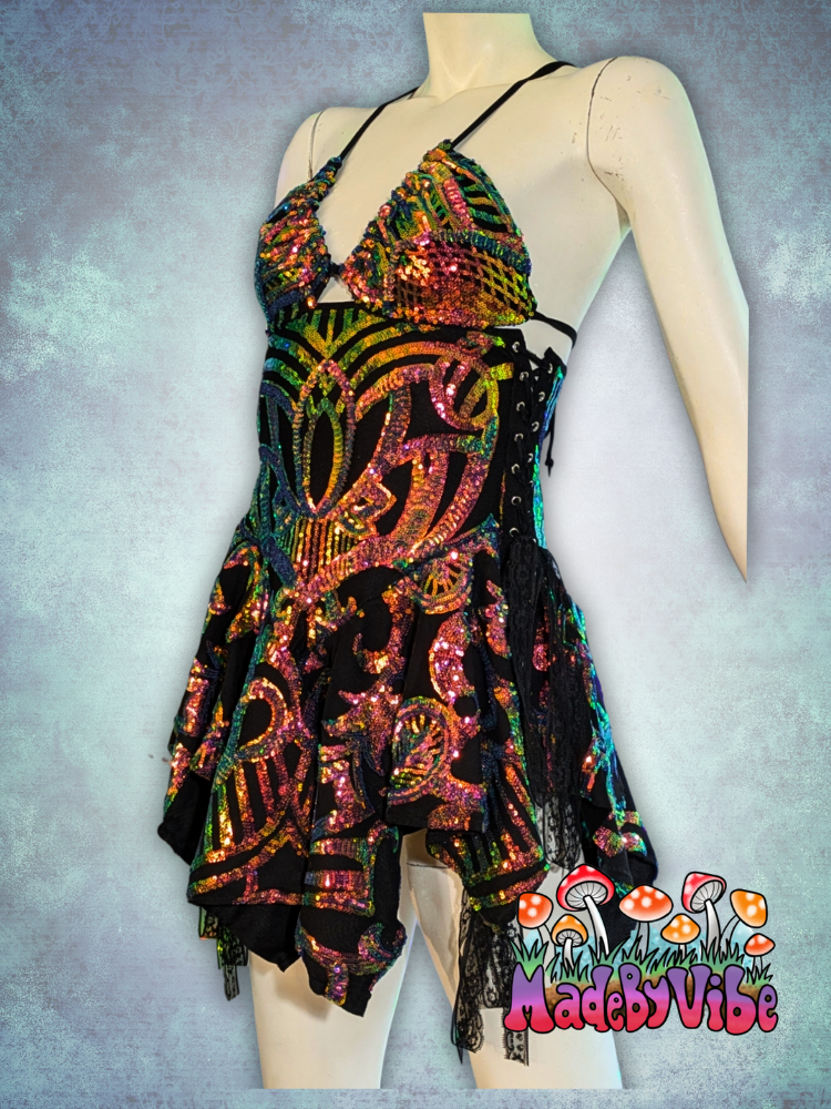 Midnight Aurora Sequin Fairy Dress - Made to Order