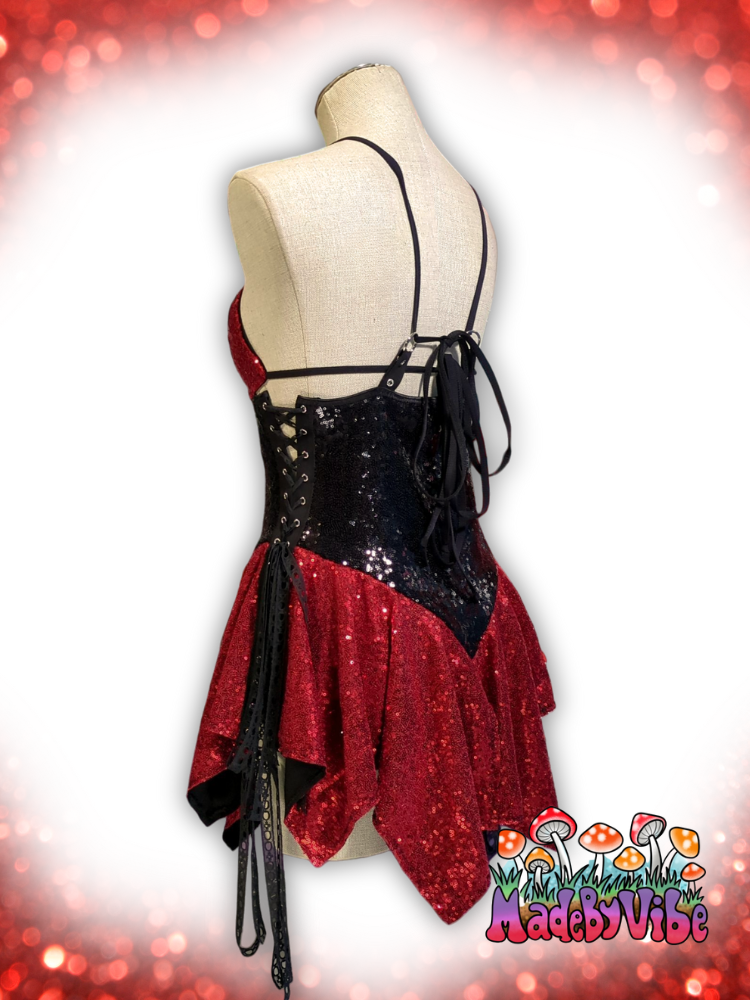 Red & Black Sequin Fairy Dress - Made to Order
