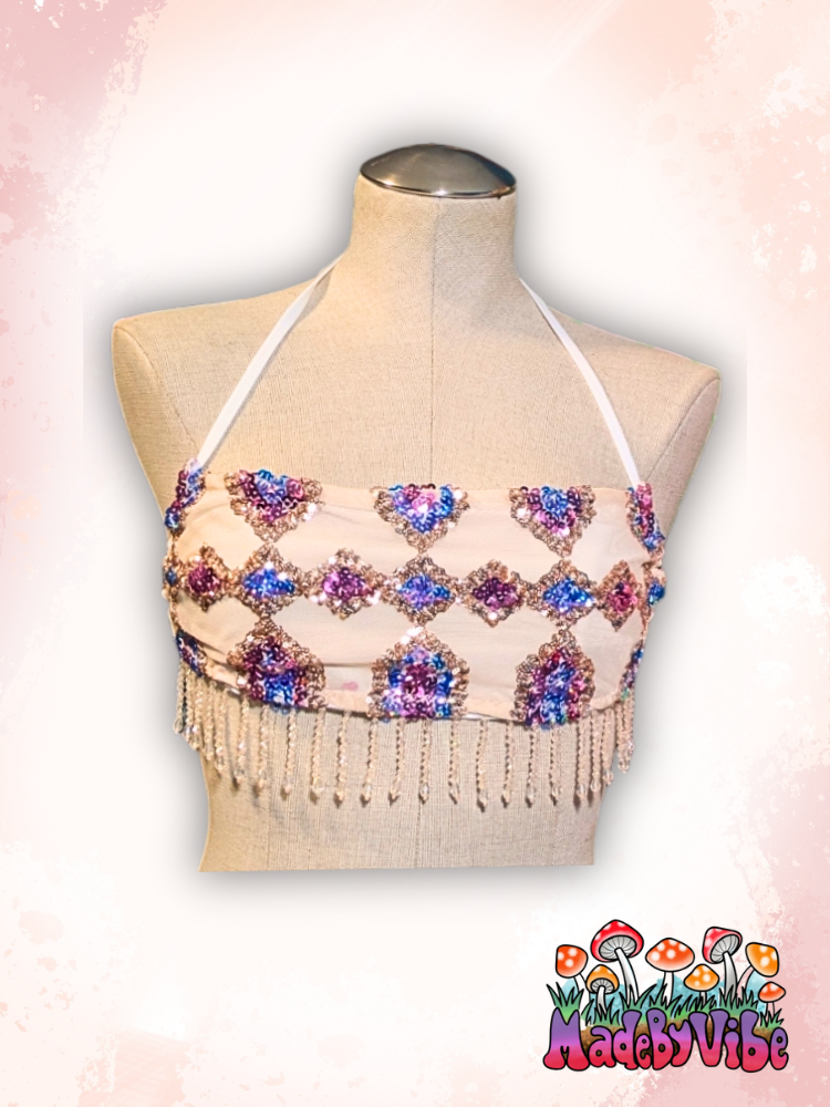 Rosy Quartz Cowl Neck Halter Top - Ready to Ship