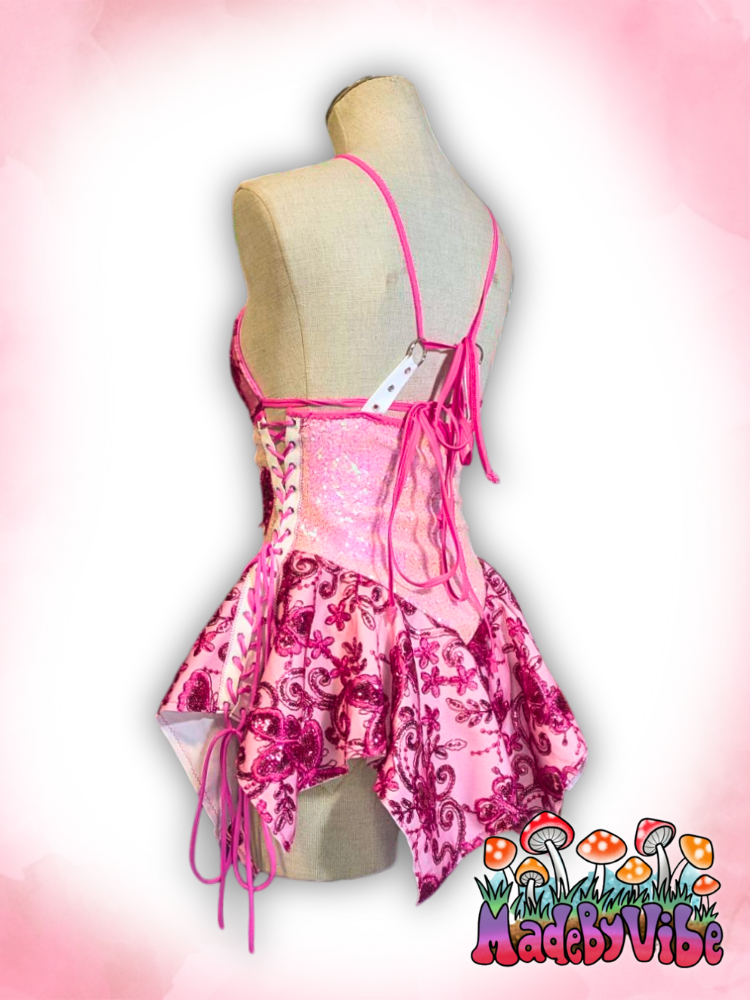 Flutter Fae Pink Sequin Fairy Dress - Size Medium - Ready to Ship
