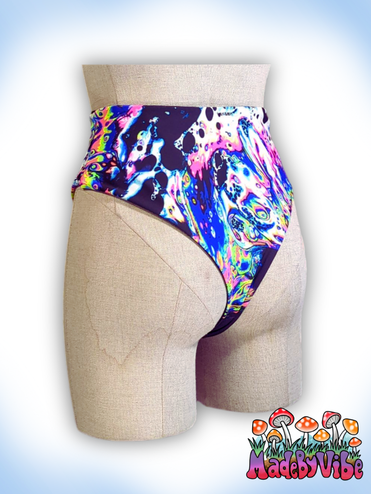 Oil Slick High Waisted Bottoms - UV Reactive - Ready to Ship