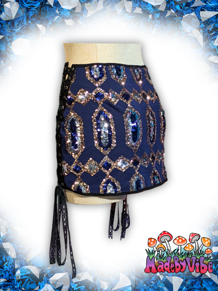 Sapphire Lace Up Sides Mini Pencil Skirt - Ready to Ship