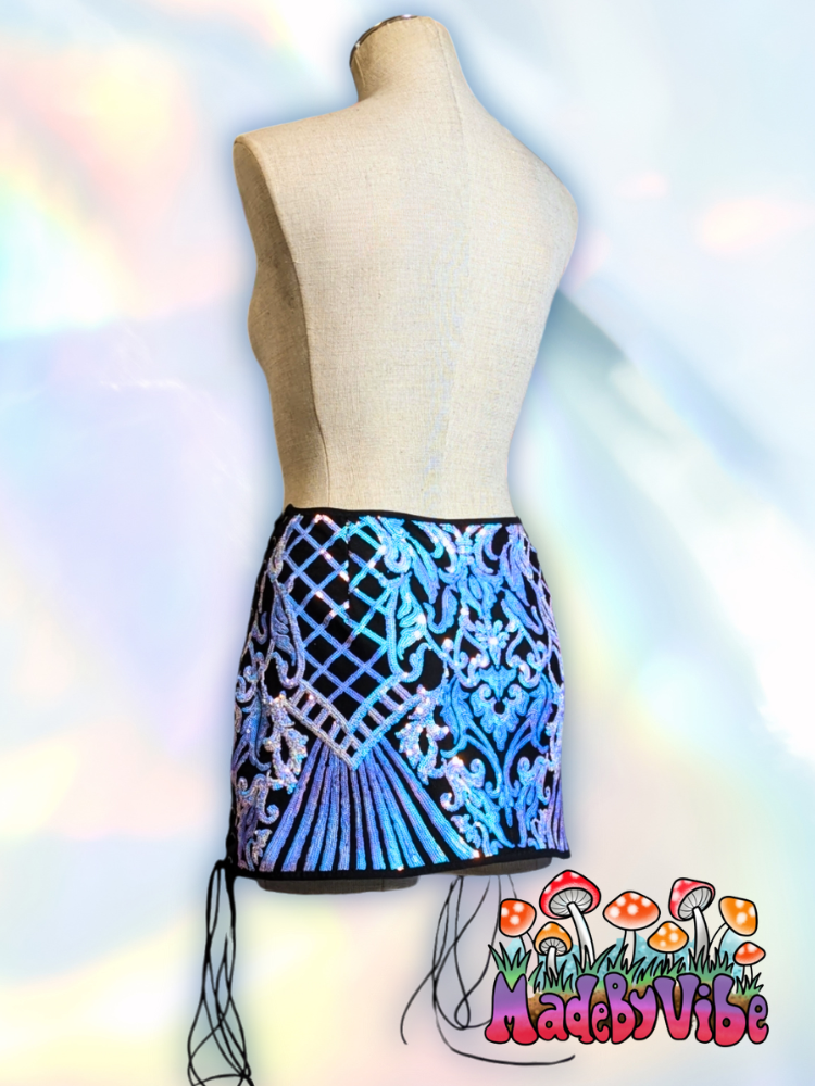 Opal Treasure Lace Up Sides Mini Pencil Skirt - Ready to Ship