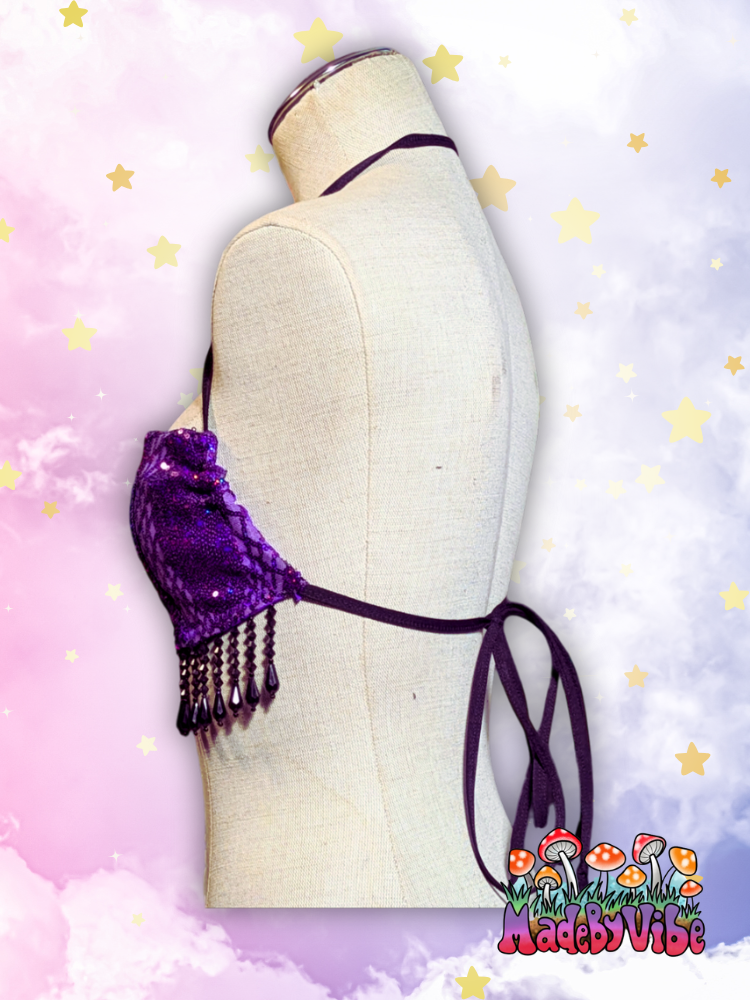 Violet Dreamscape Cowl Neck Halter Top - Ready to Ship
