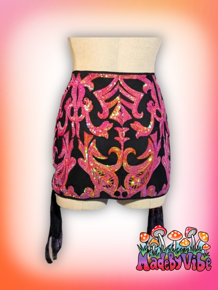 Princess Clementine Lace Up Sides Mini Pencil Skirt - Ready to Ship