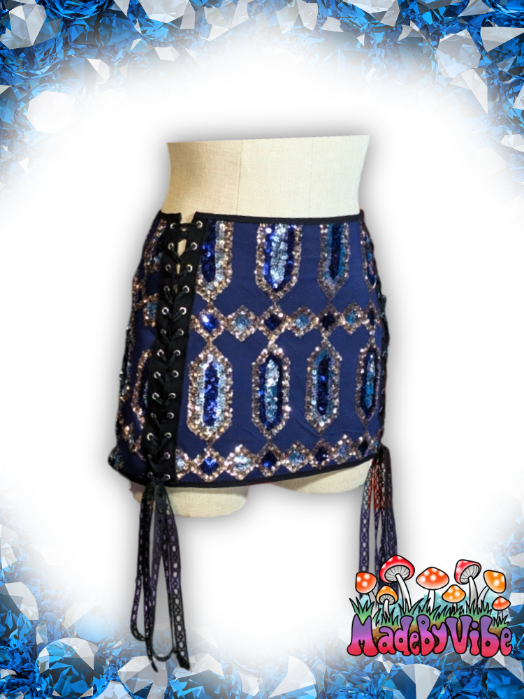 Sapphire Lace Up Sides Mini Pencil Skirt - Ready to Ship