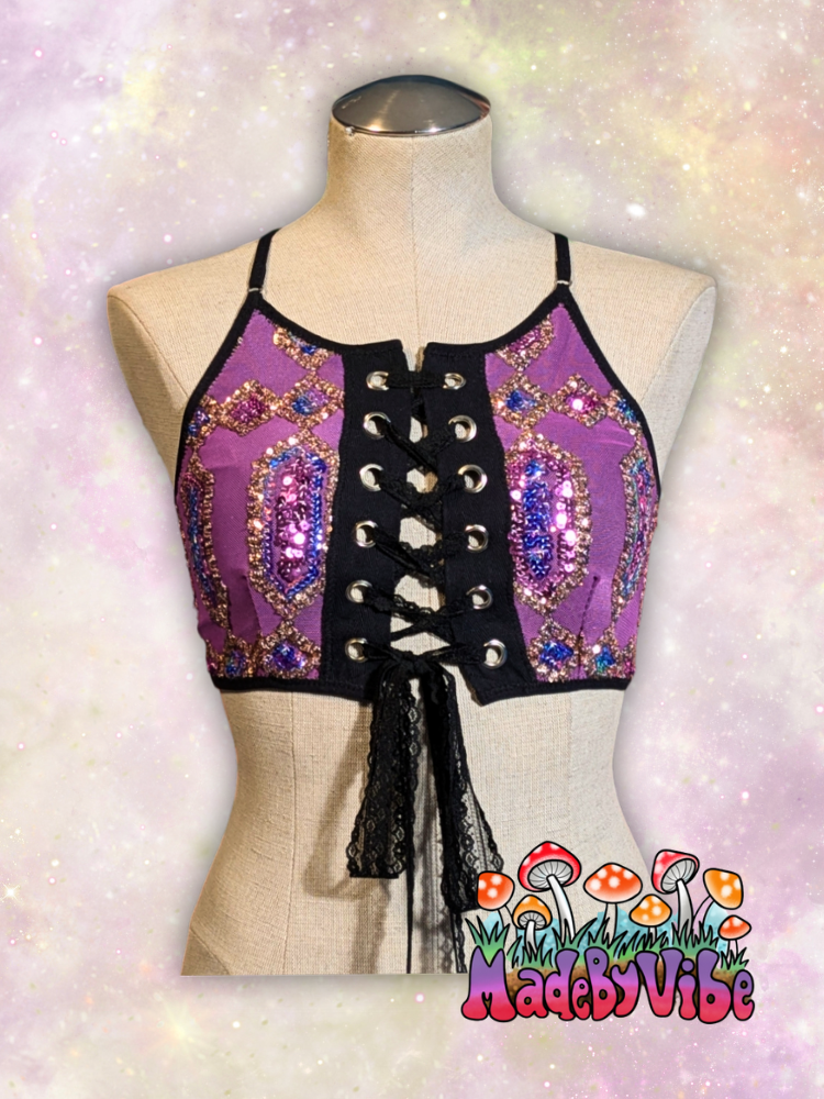 Mystic Amethyst Lace Up Backless Crop Top - Ready to Ship