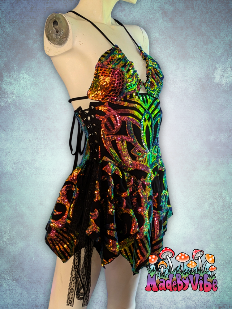 Midnight Aurora Sequin Fairy Dress - Made to Order