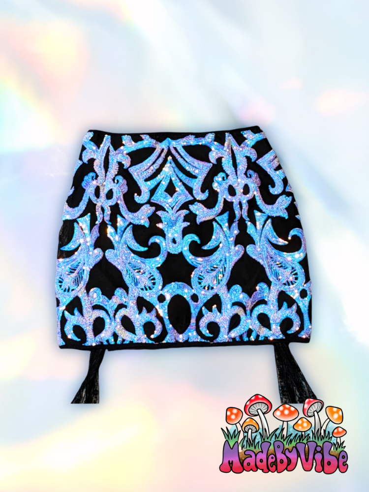 Opal Treasure Lace Up Sides Mini Pencil Skirt - Ready to Ship