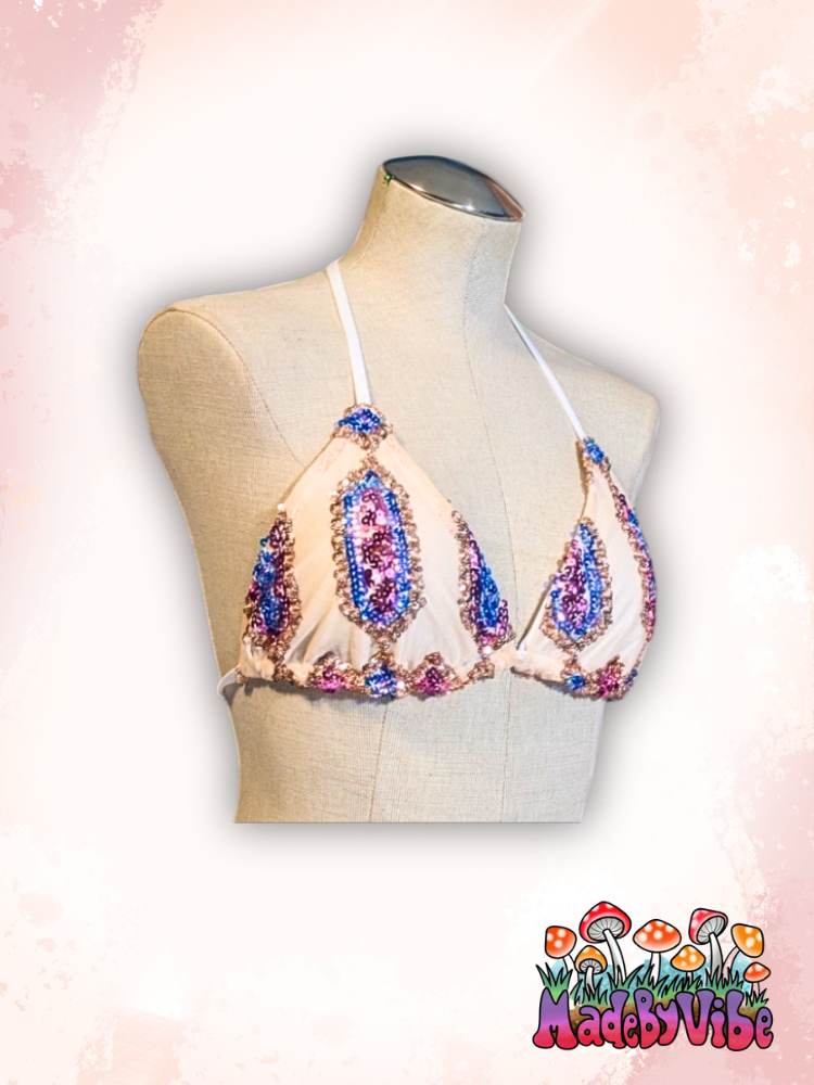 Rosy Quartz Triangle Halter Top - Ready to Ship