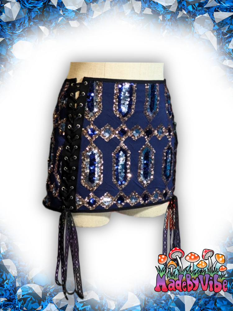 Sapphire Lace Up Sides Mini Pencil Skirt - Ready to Ship