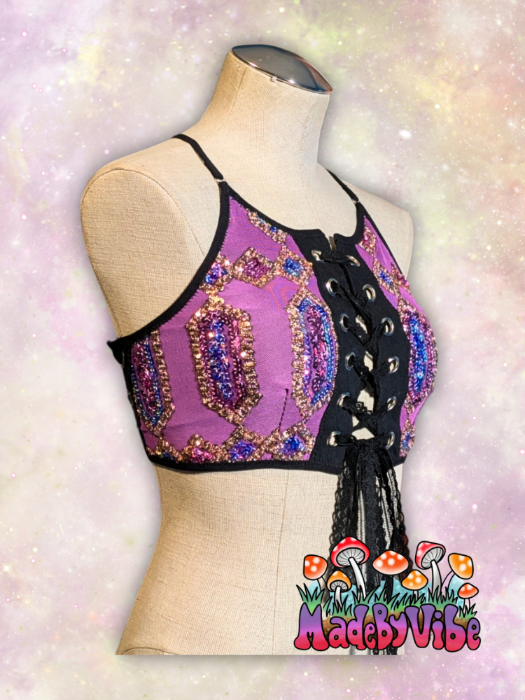 Mystic Amethyst Lace Up Backless Crop Top - Ready to Ship