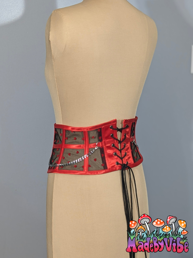 Chained Hearts Waspie - One of a Kind Waist Cincher Corset - Size L