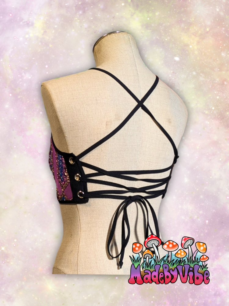 Mystic Amethyst Lace Up Backless Crop Top - Ready to Ship