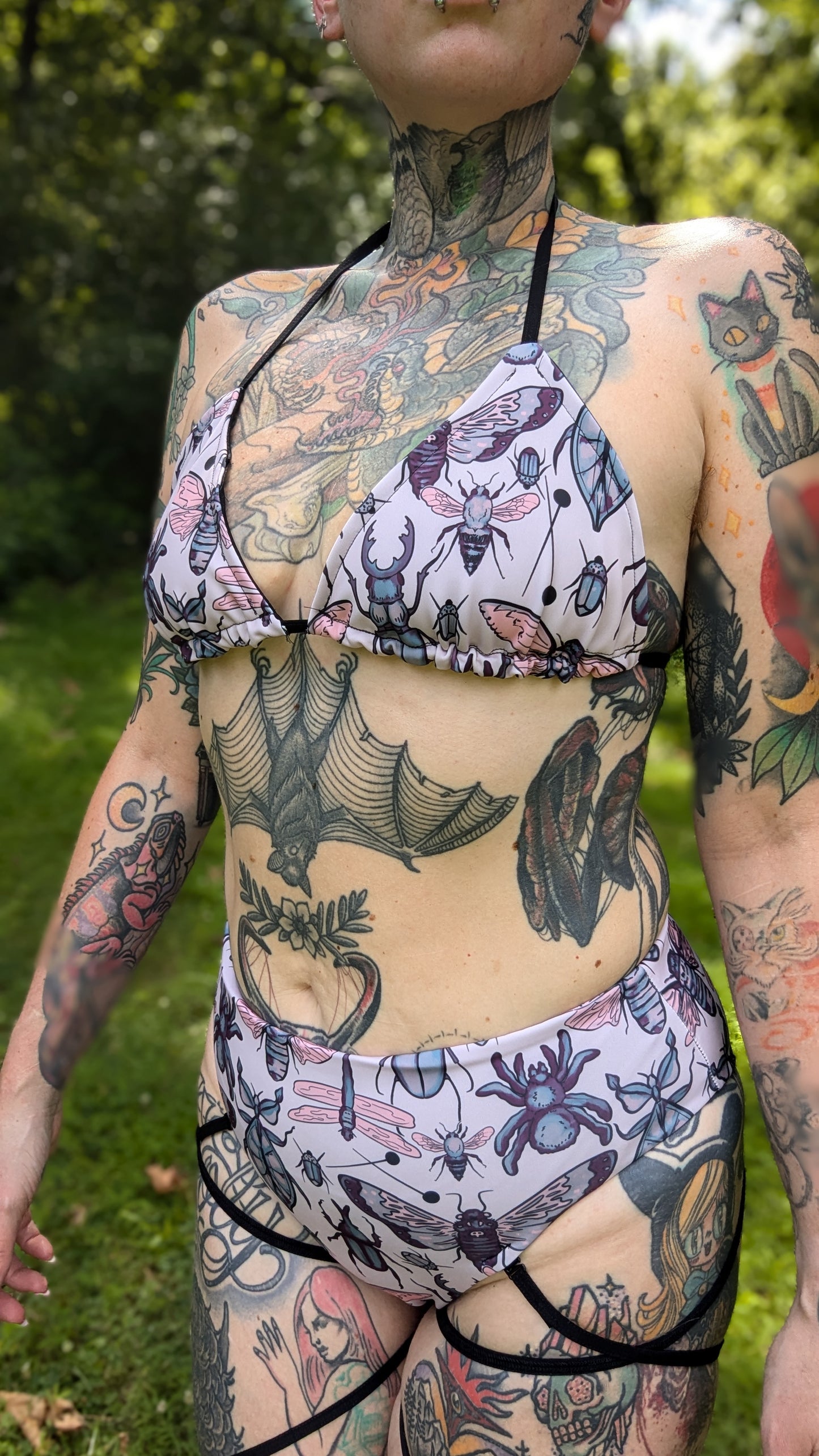 Electro Entomology Triangle Halter Swim Top - Made to Order