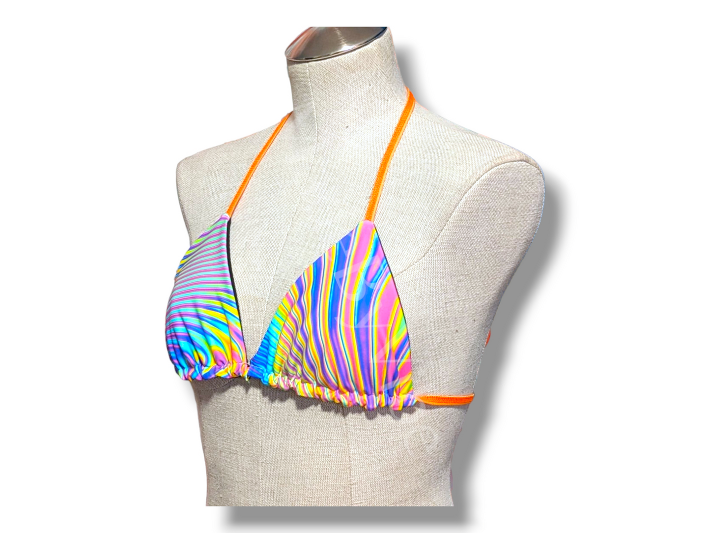 Prismatic Triangle Halter Swim Top - Made to Order