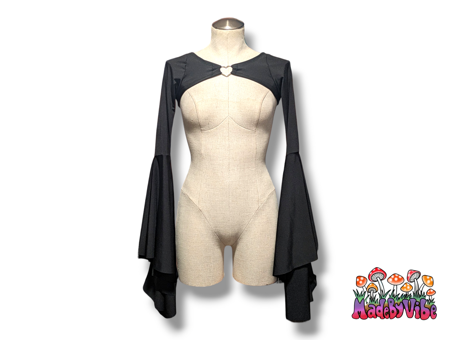 Dramatic Flare Sleeve Spandex Shrug with Heart Shaped O Ring - Made to Order