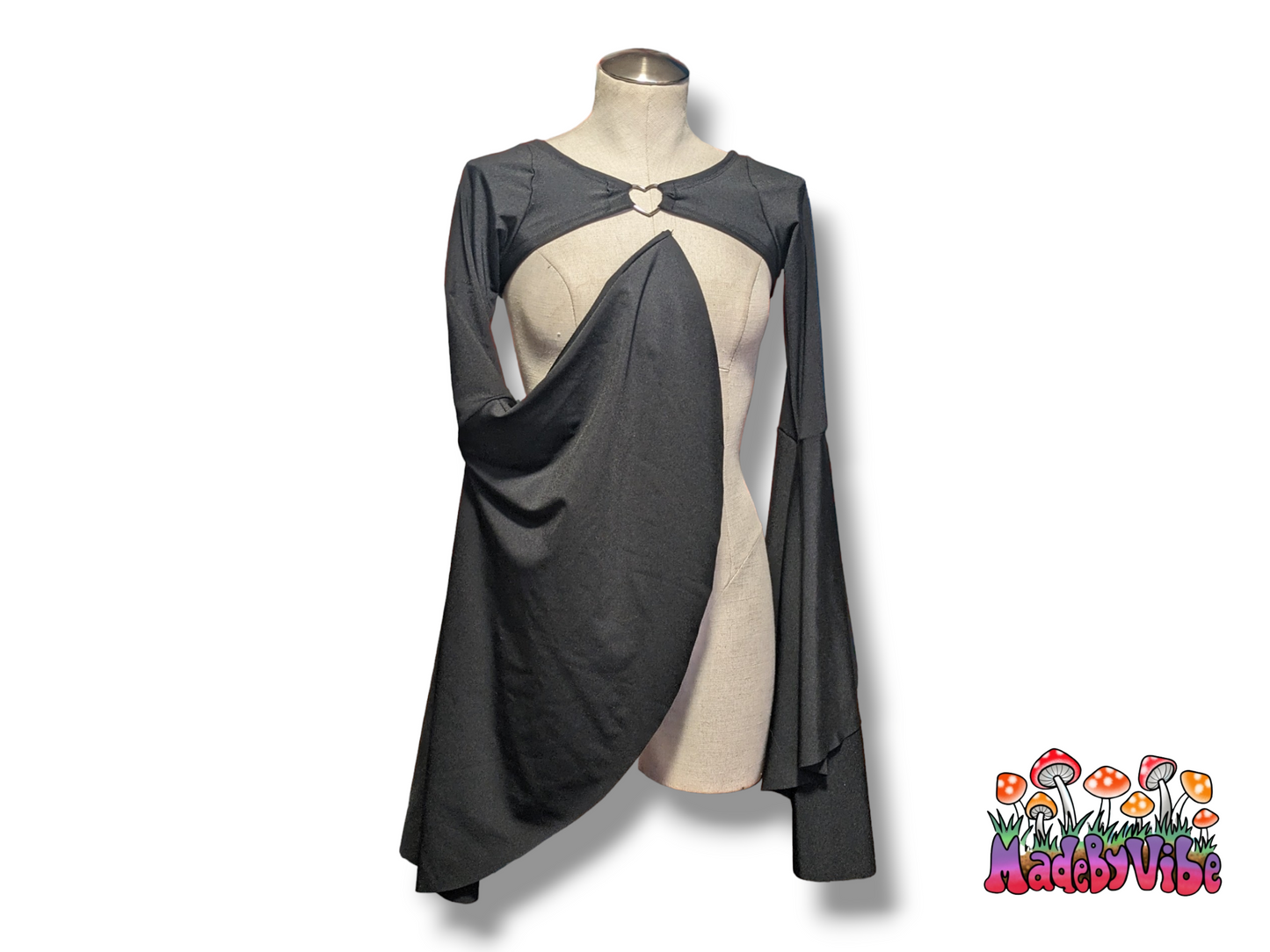 Dramatic Flare Sleeve Spandex Shrug with Heart Shaped O Ring - Made to Order