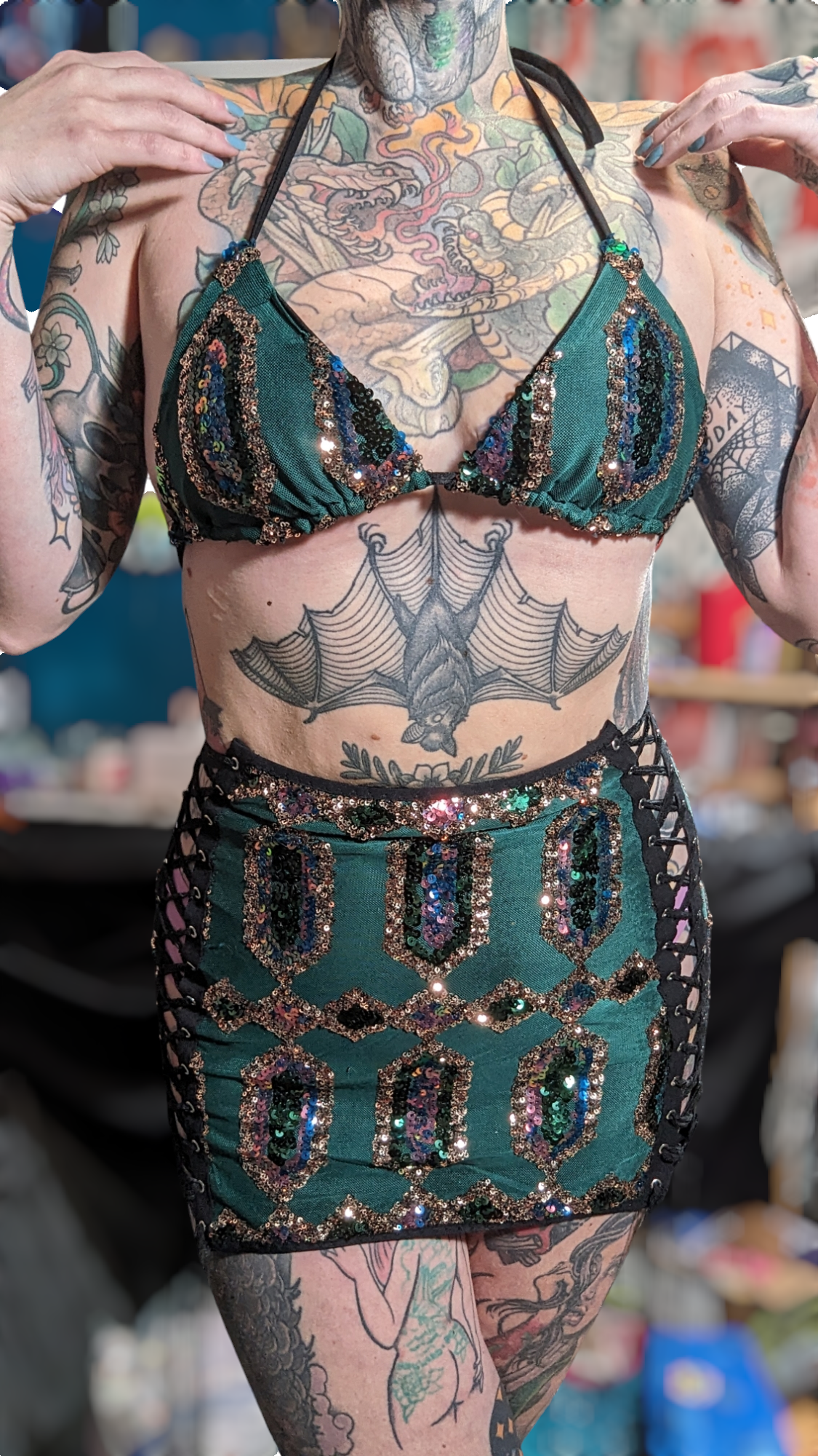 Emerald Nightfall Triangle Halter Top - Ready to Ship