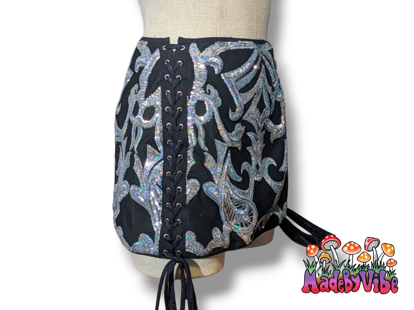 Armored Enchantress Lace Up Sides Mini Pencil Skirt - Ready to Ship