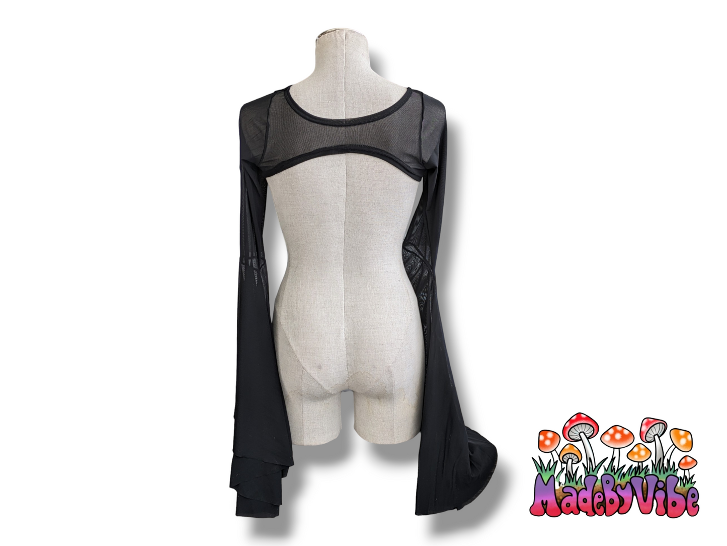 Mesh Dramatic Flare Sleeve Shrug with Heart Shaped Ring - Made to Order