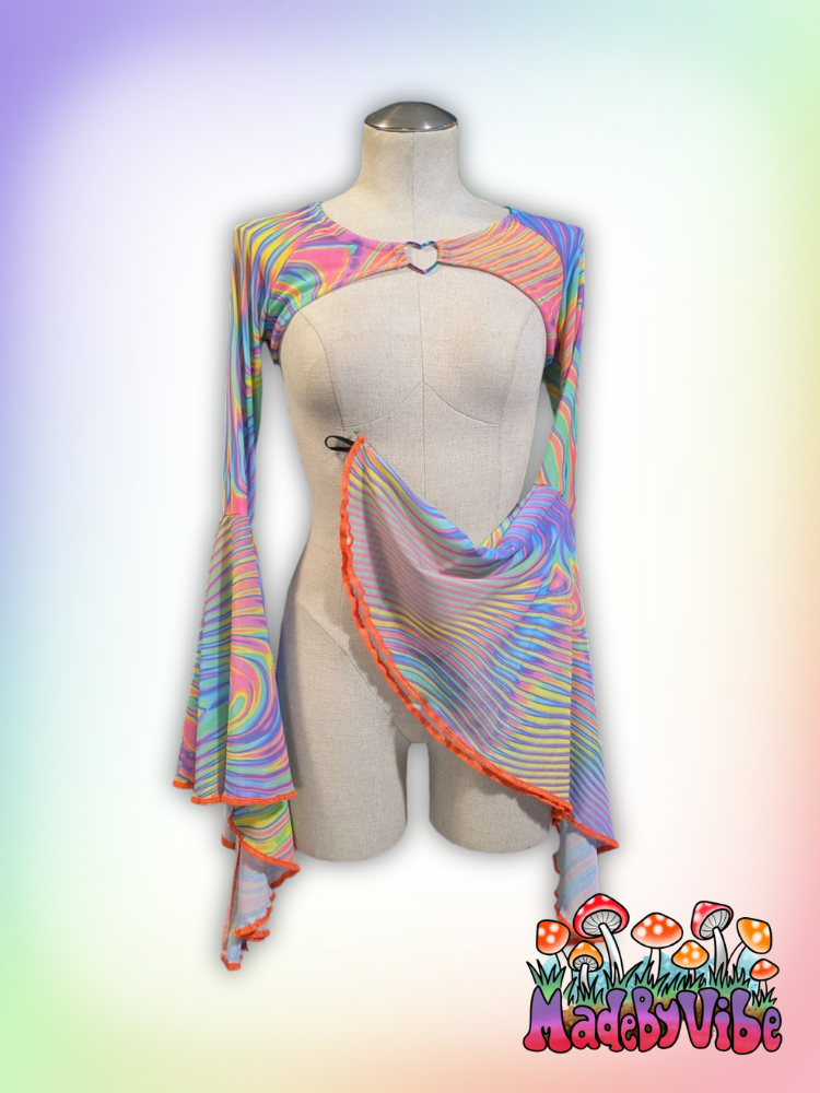 Prismatic Mesh Flare Sleeve Shrug - Ready to Ship