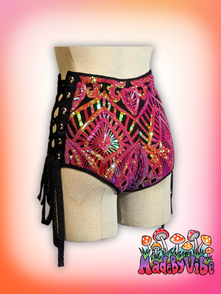 Princess Clementine High Waisted Side Lace Booty Shorts - Made to Order