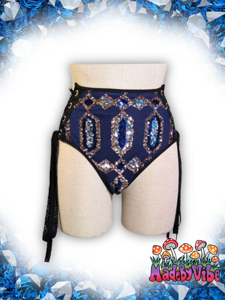 Sapphire Lace Up Rave Bottoms - Ready to Ship