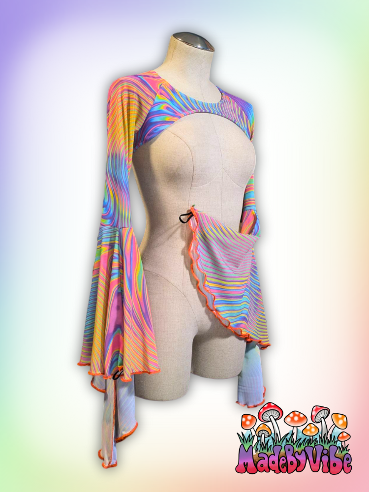 Prismatic Mesh Flare Sleeve Shrug - Ready to Ship