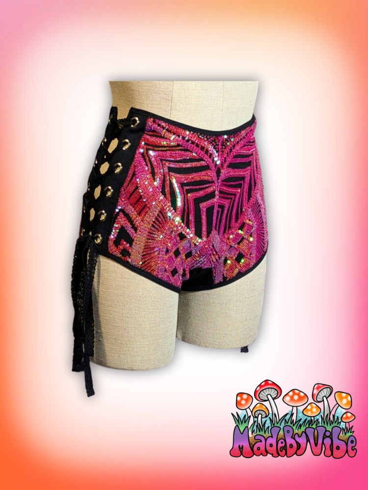 Princess Clementine High Waisted Side Lace Booty Shorts - Made to Order