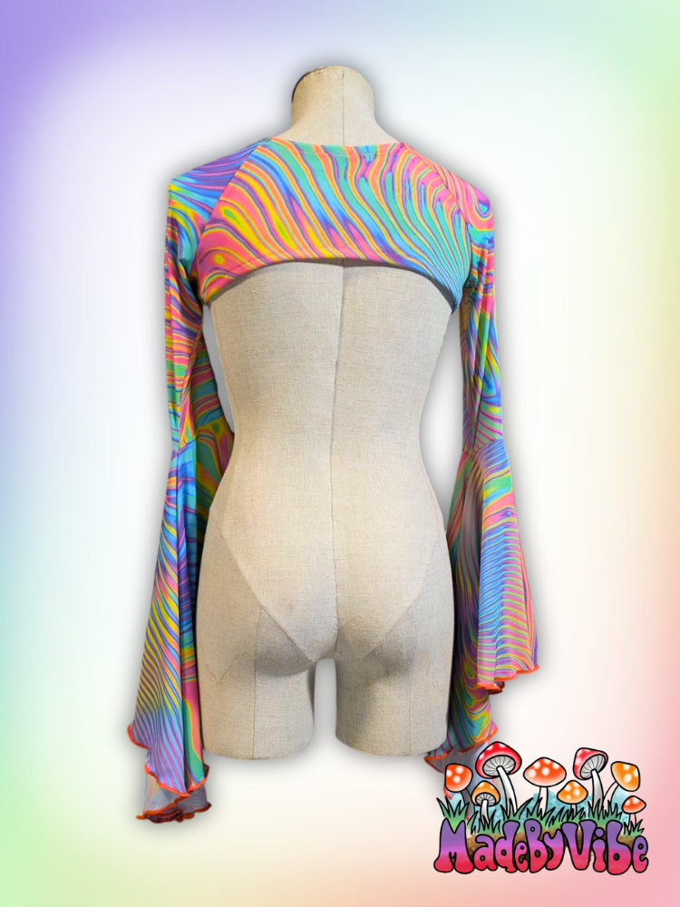 Prismatic Mesh Flare Sleeve Shrug - Ready to Ship