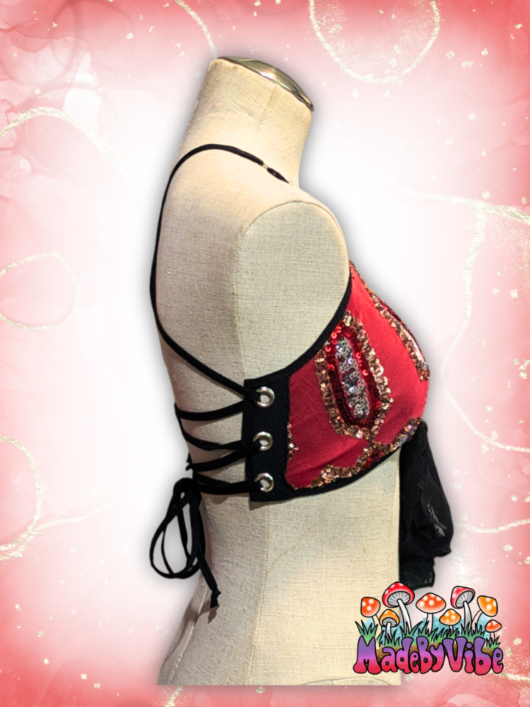Royal Ruby Lace Up Backless Crop Top - Made or Order