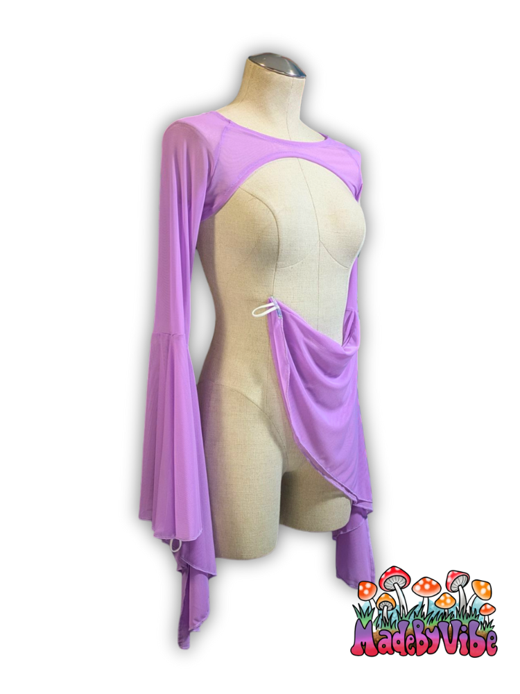 Light Purple Mesh Dramatic Flare Sleeve Shrug - Ready to Ship