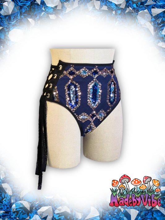 Sapphire Lace Up Rave Bottoms - Ready to Ship
