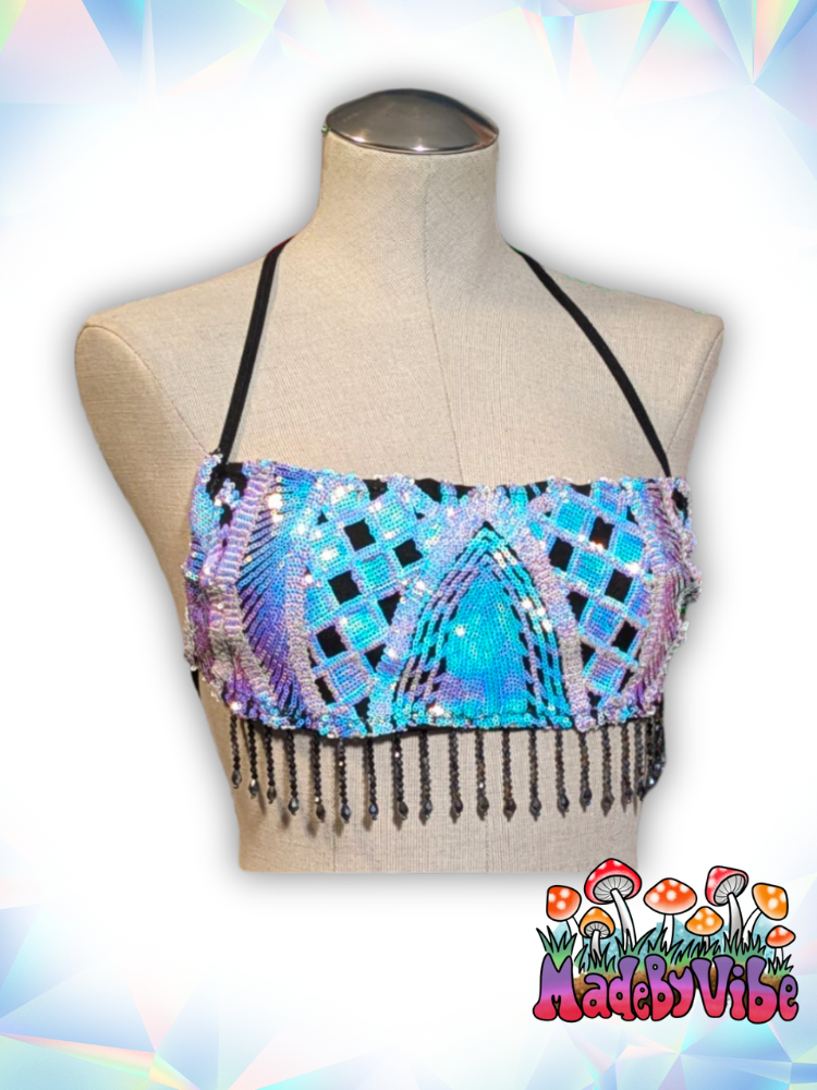 Opal Treasure Cowl Neck Halter Top - Ready to Ship