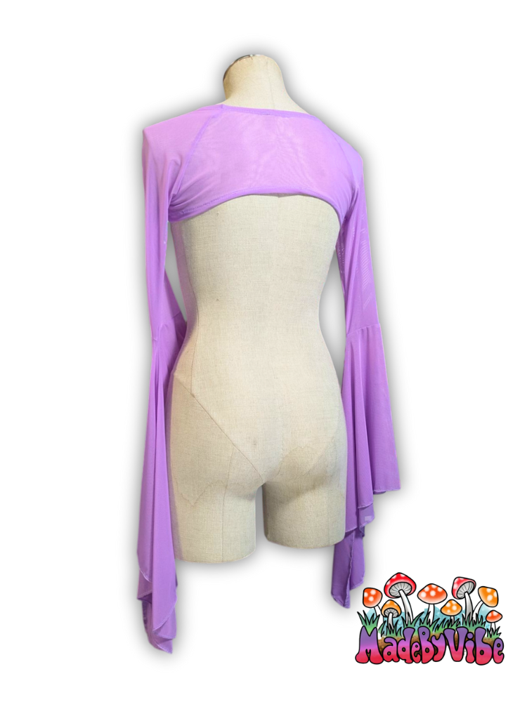 Light Purple Mesh Dramatic Flare Sleeve Shrug - Ready to Ship