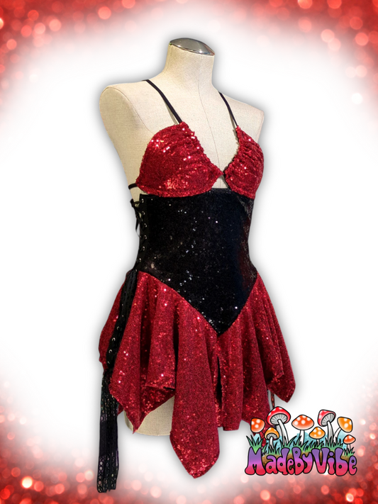 Red & Black Sequin Fairy Dress - Ready to Ship