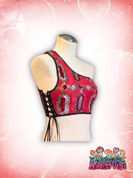 Royal Ruby One Shoulder Top - Ready to Ship