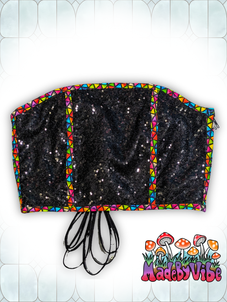 Stained Glass Crop Corset Top - One of a Kind - Size L