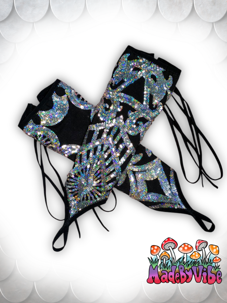 Armored Enchantress Lace Up Arm Sleeves with Finger Loop - Ready to Ship