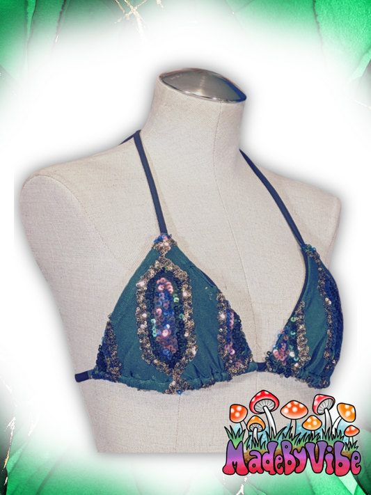Emerald Nightfall Triangle Halter Top - Ready to Ship