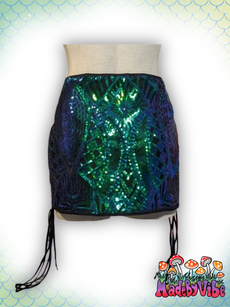 Dragon Queen Lace Up Sides Mini Pencil Skirt - Ready to Ship