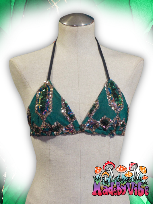 Emerald Nightfall Triangle Halter Top - Ready to Ship