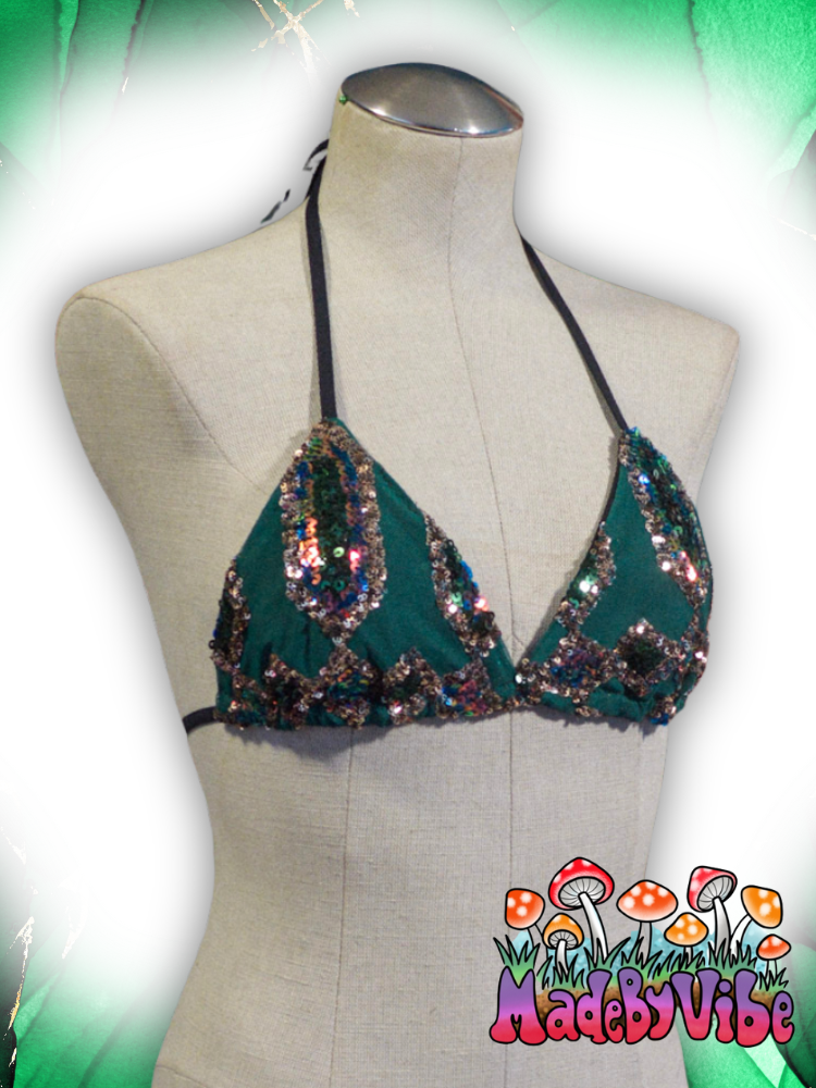 Emerald Nightfall Triangle Halter Top - Ready to Ship