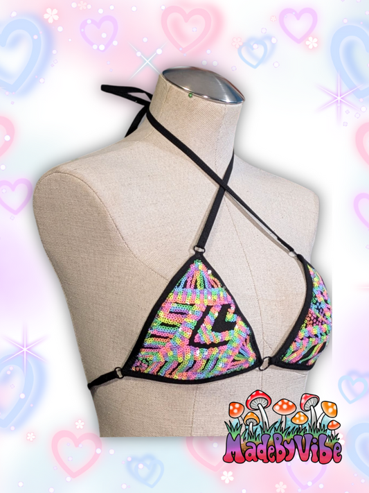 Nostalgic Neon Mini Bikini Top - Ready to Ship