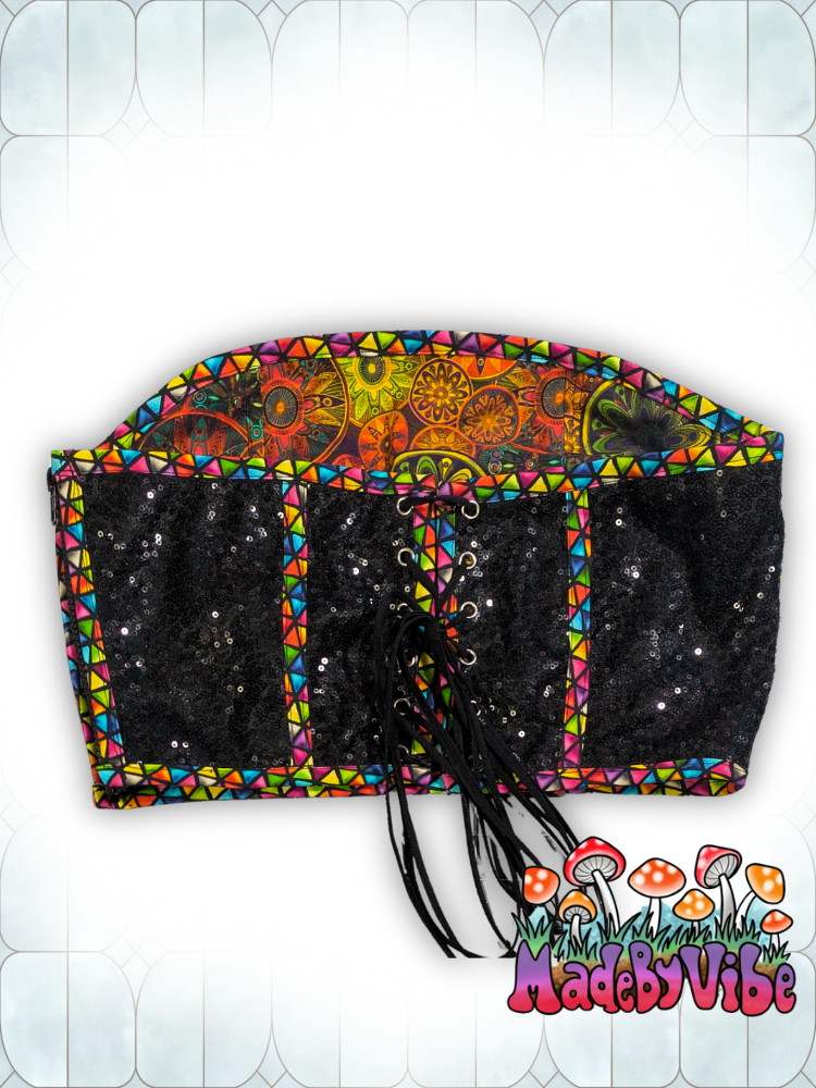 Stained Glass Crop Corset Top - One of a Kind - Size L